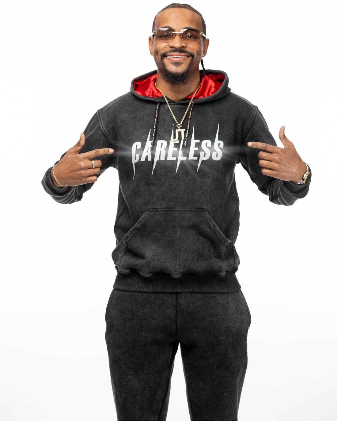 Careless Black Acid Wash HOODIE (Reflective)