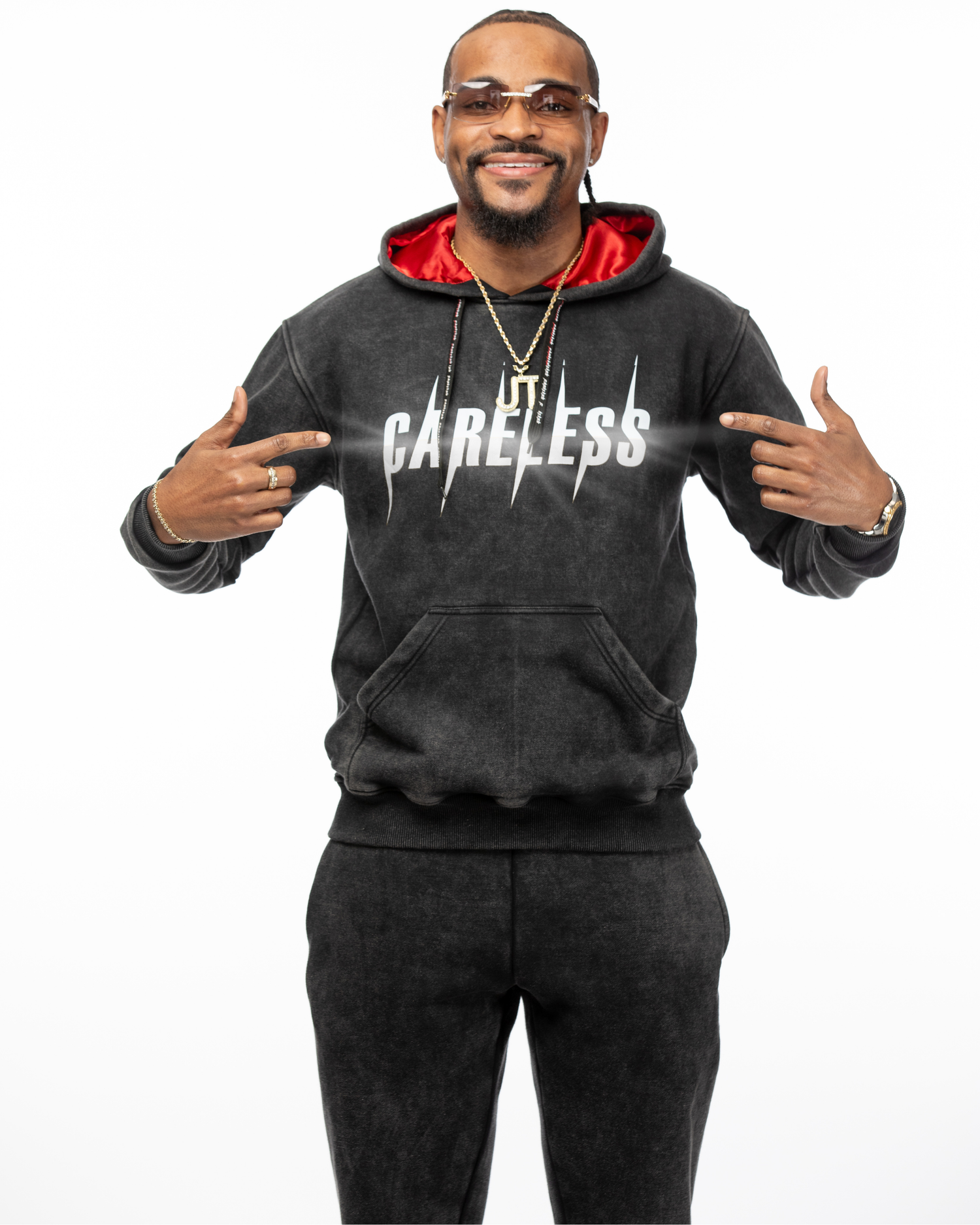 Careless Black Acid Wash HOODIE (Reflective)